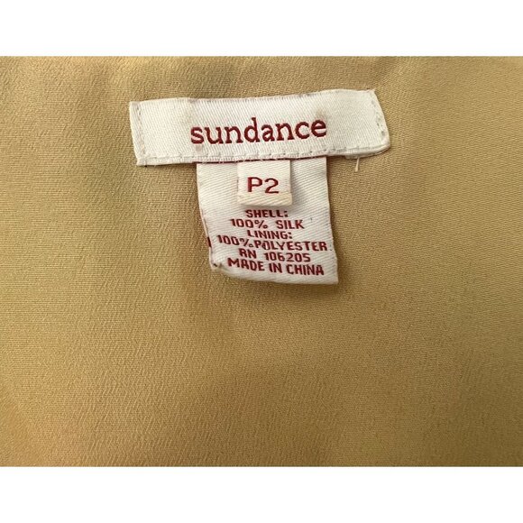 Sundance Womens Golden Yellow Floral Faux Wrap Ruffle Silk Dress Size Petite 2 - Picture 5 of 6